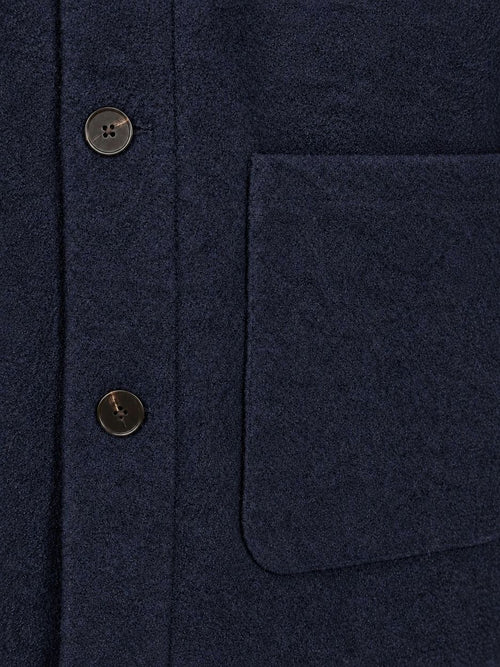 Overshirt wool bouclé donkerblauw