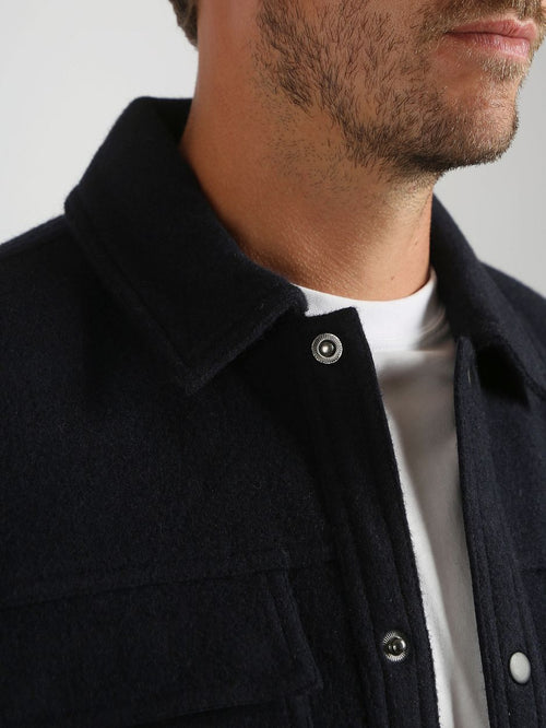 Overshirt wool blend donkerblauw