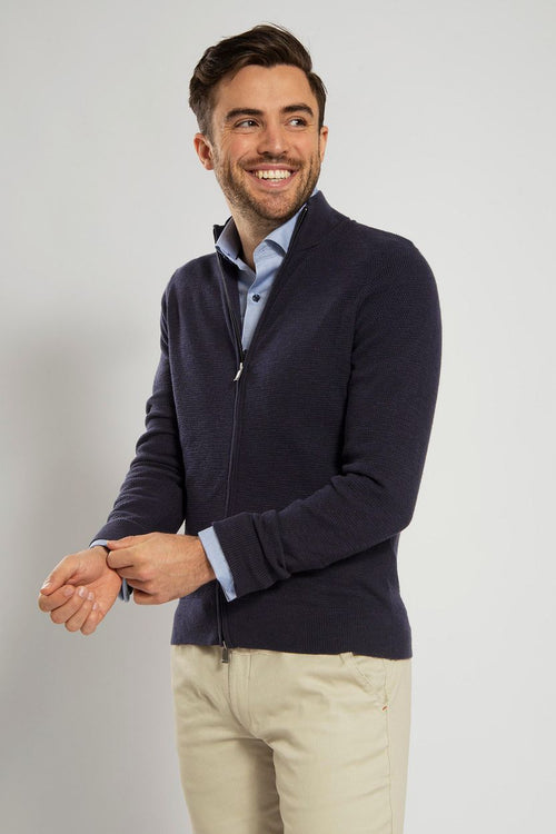 Suitable vest structuur donkerblauw | Regular-fit