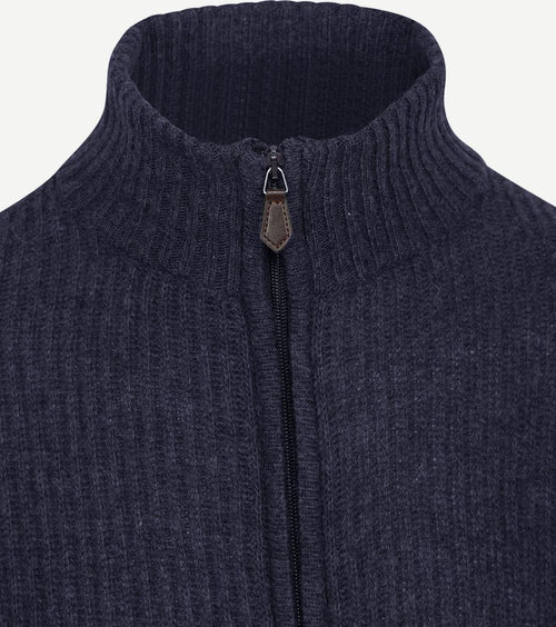 Suitable vest wol blend donkerblauw