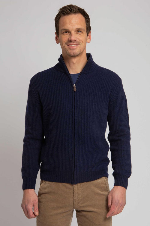 Suitable vest wol blend donkerblauw
