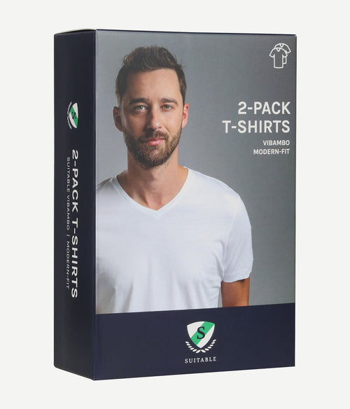 Suitable vibambo t-shirt v-hals wit (2-pack)