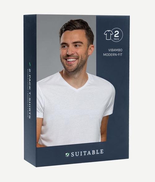 Suitable vibambo t-shirt v-hals wit (2-pack)