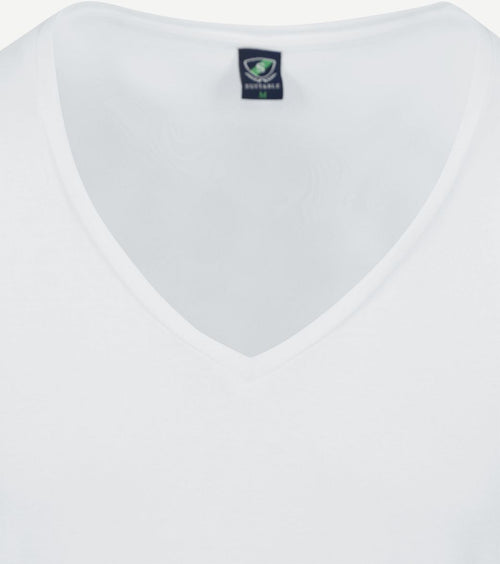 Suitable vibamboru t-shirt diepe v-hals wit (2-pack) | Slim-fit
