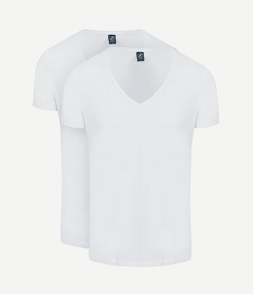 Vibamboru t-shirt diepe v-hals wit (2-pack)