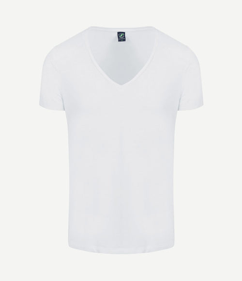 Vibamboru t-shirt diepe v-hals wit (2-pack)