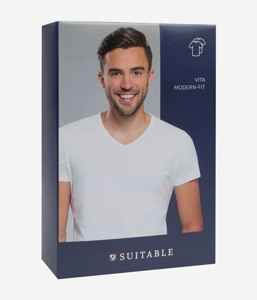 Suitable Vita t-shirt v-hals wit (2-pack)
