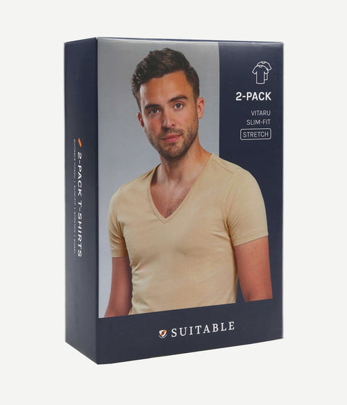 Suitable Vitaru onzichtbaar ondershirt diepe v-hals (2-pack) | Slim-fit