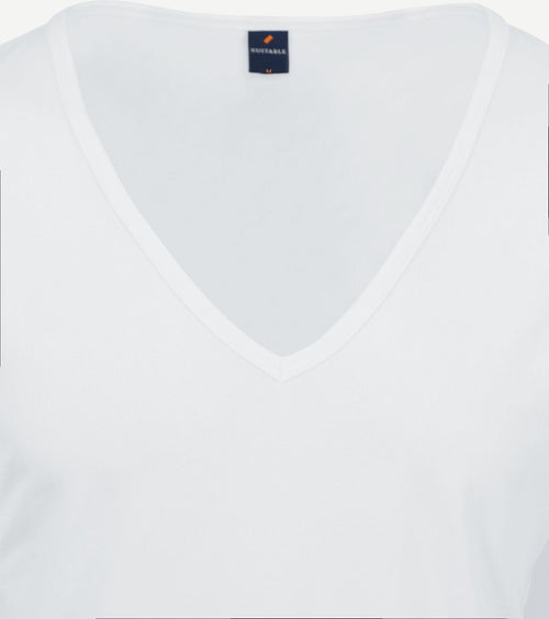 Suitable Vitaru t-shirt diepe v-hals wit (2-pack) | Slim-fit