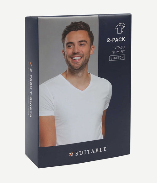 Suitable Vitasu t-shirt v-hals wit (2-pack) | Slim-fit