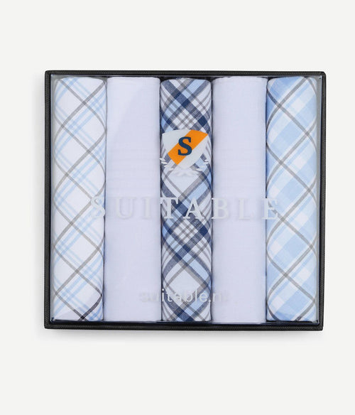 Suitable zakdoeken (5-pack) ruit blauw