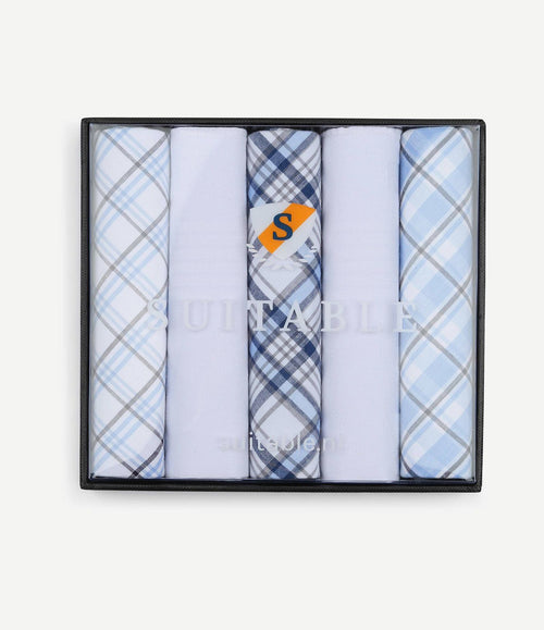 Zakdoeken (5-pack) ruit blauw