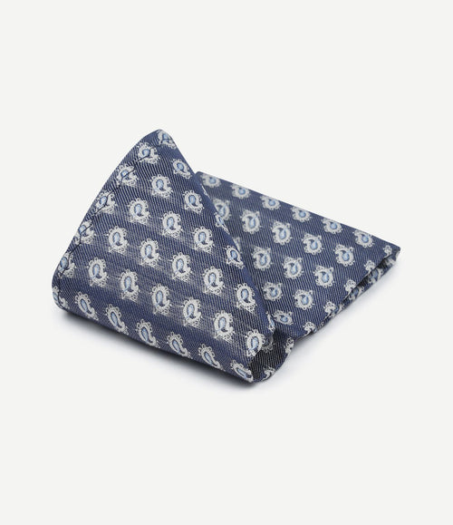 Zijde pochet blauw print