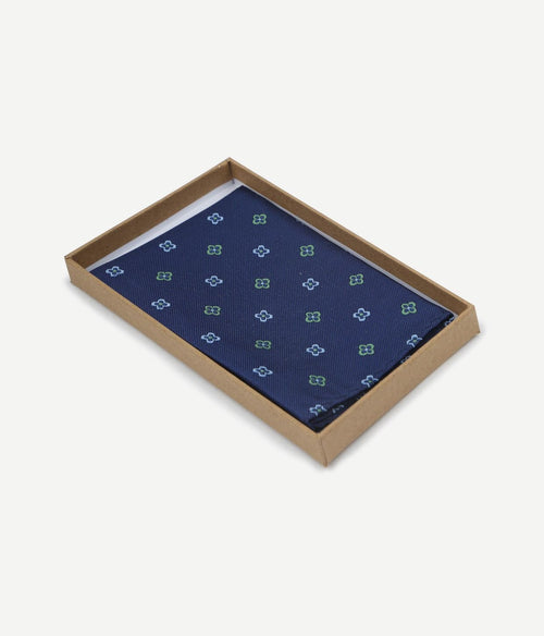 Suitable zijde pochet bloem donkerblauw