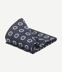 Zijde pochet bloem donkerblauw