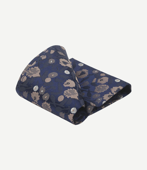 Zijde pochet bloem donkerblauw
