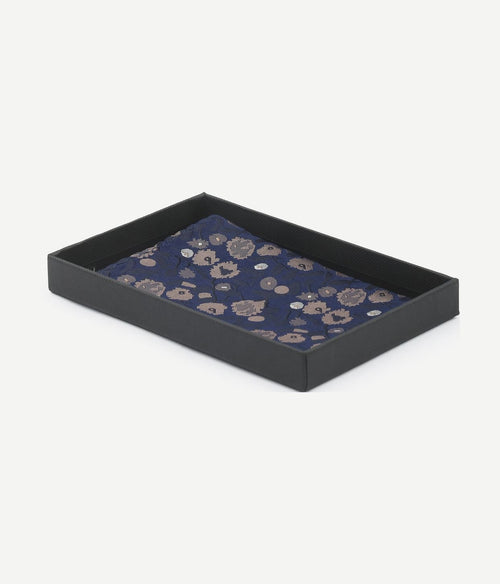 Suitable zijde pochet bloem donkerblauw