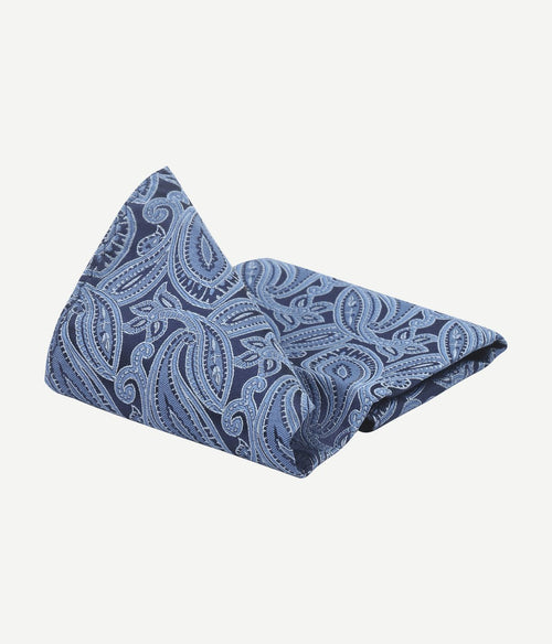 Suitable zijde pochet paisley blauw
