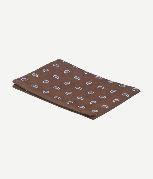 Suitable zijde pochet paisley bruin