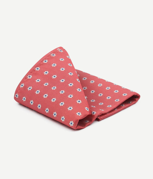 Zijde pochet rood print flower