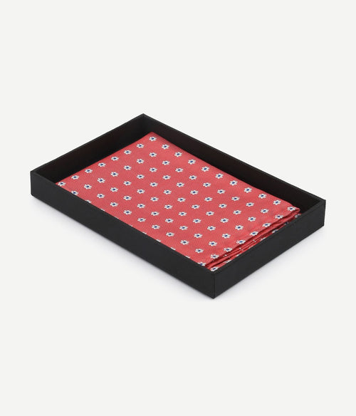 Zijde pochet rood print flower