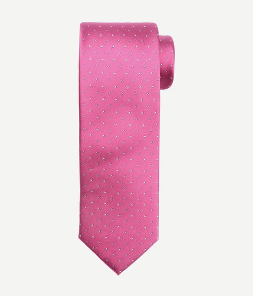 Suitable zijde stropdas stippen roze