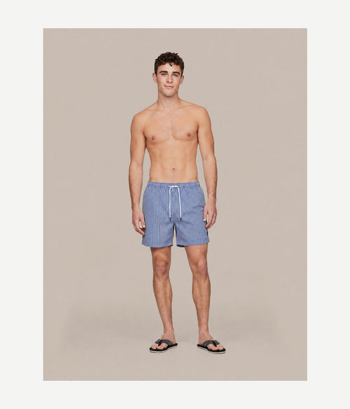 Zwembroek pin stripe donkerblauw