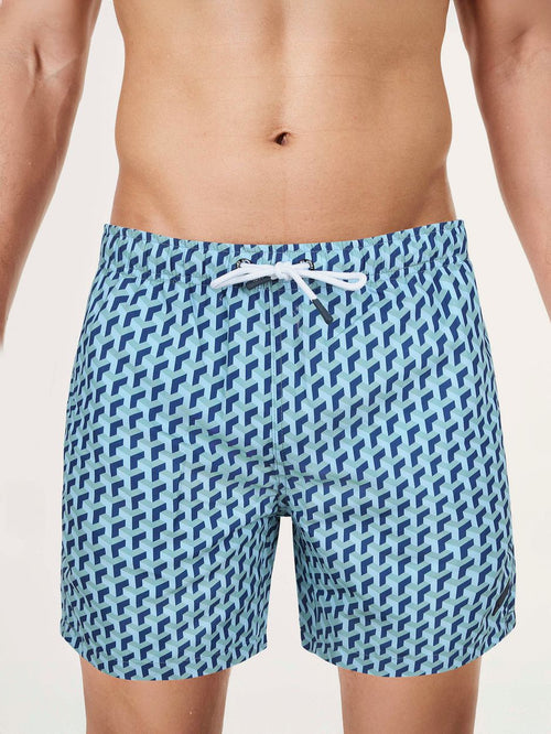 Zwembroek print blauw
