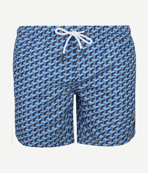 Zwembroek print donkerblauw