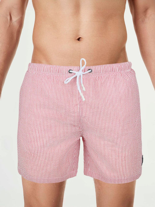 Zwembroek stripe seersucker rood