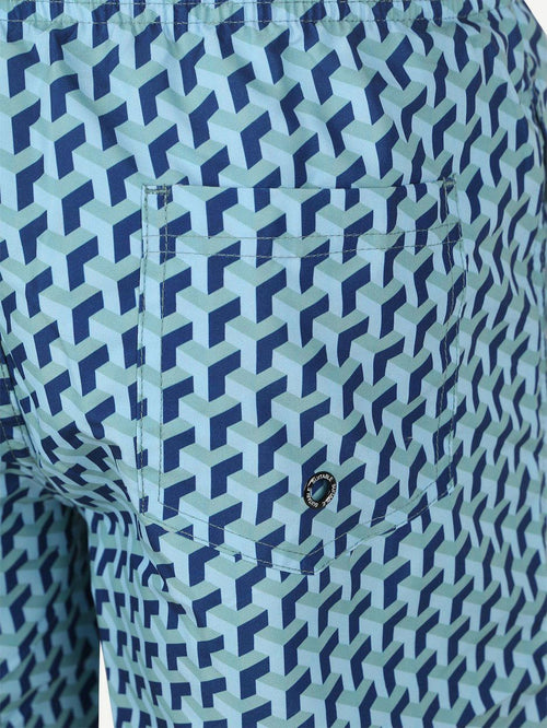 Zwembroek print blauw