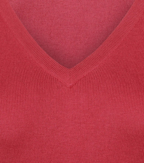 Damestrui cotton cashmere v-hals donkerroze
