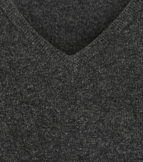 Dames pullover v-hals merinowol antraciet