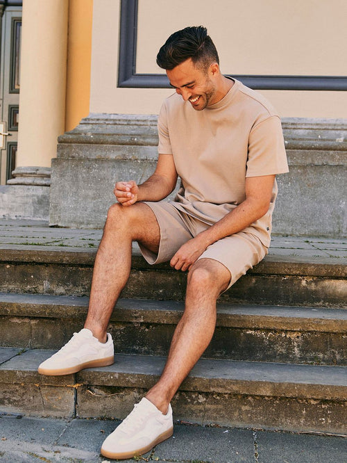 Rink t-shirt backprint heavy jersey taupe