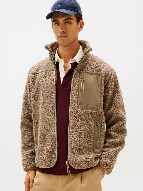 Tommy Hilfiger vest teddy fleece taupe | Regular-fit