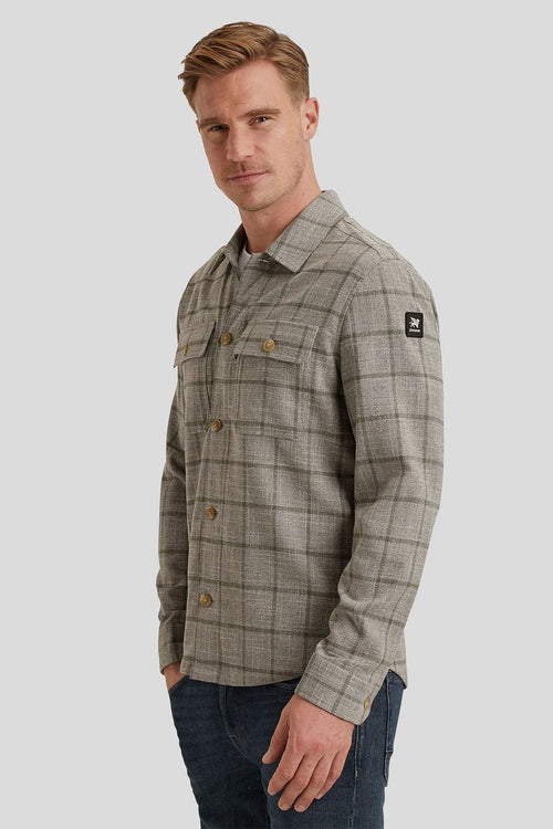 Overshirt ruiten taupe