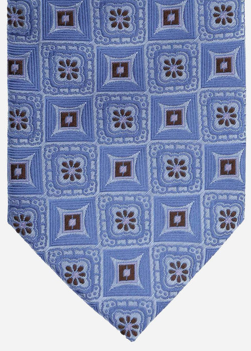 Stropdas zijde print blauw