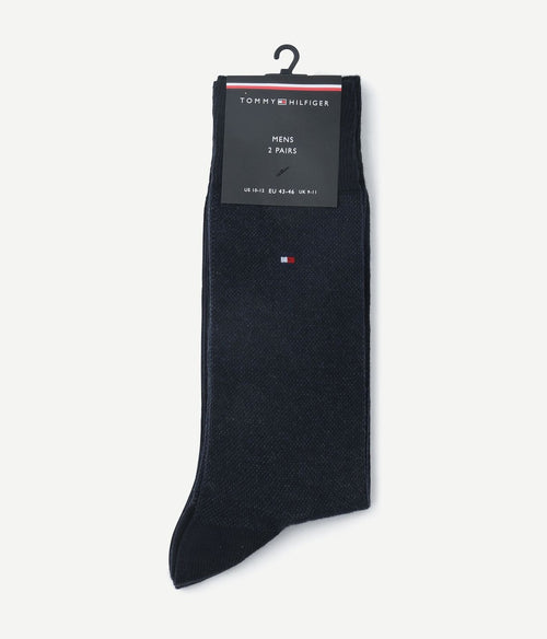 Tommy Hilfiger (2-pack) sokken birdseye blauw 001