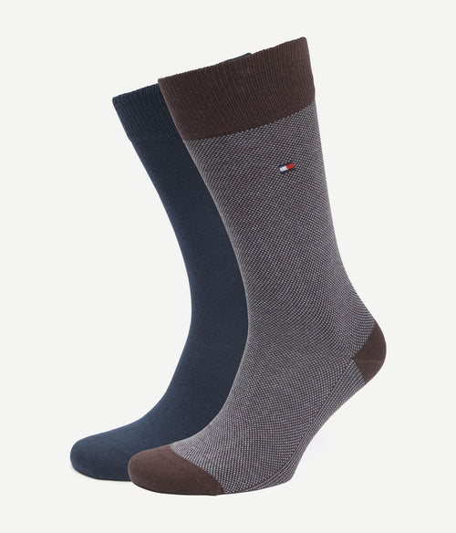 Tommy Hilfiger (2-pack) sokken birdseye burgundy donkerblauw