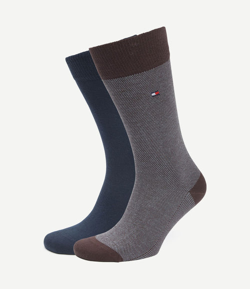 (2-pack) sokken birdseye burgundy donkerblauw