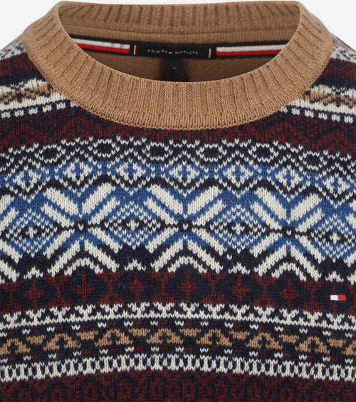 Tommy Hilfiger fairisle trui print camel | Regular-fit