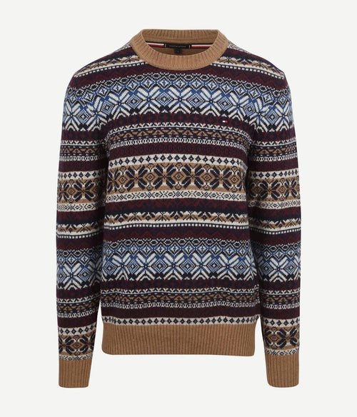 Tommy Hilfiger fairisle trui print camel | Regular-fit