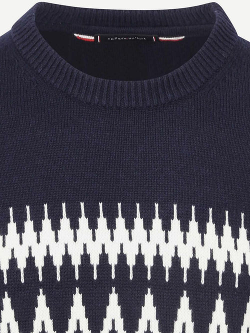 Fairisle trui print donkerblauw