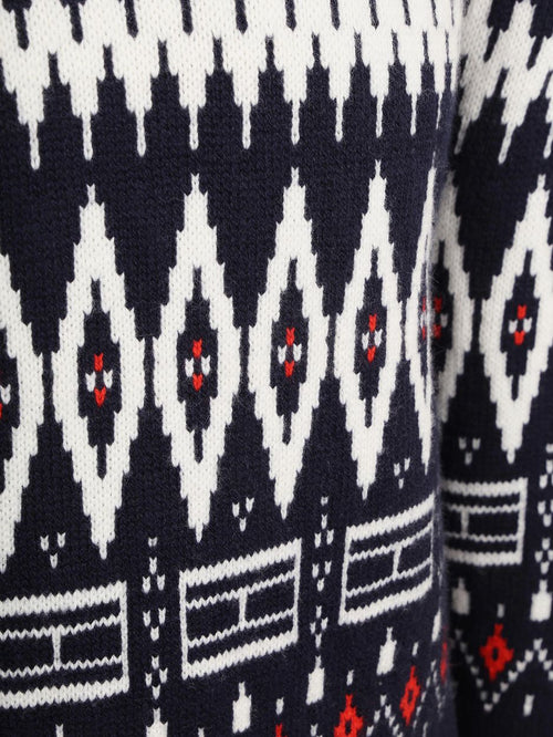 Fairisle trui print donkerblauw