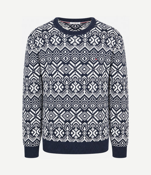 Fairisle trui print donkerblauw