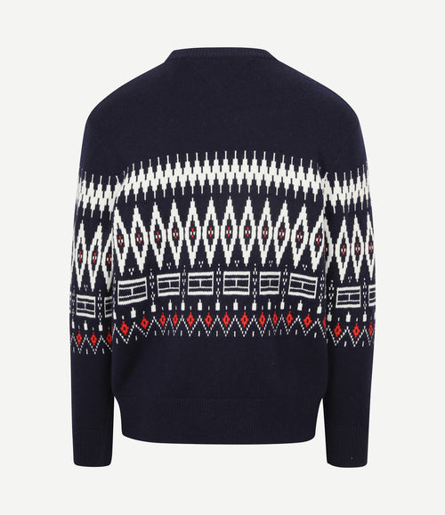 Fairisle trui print donkerblauw
