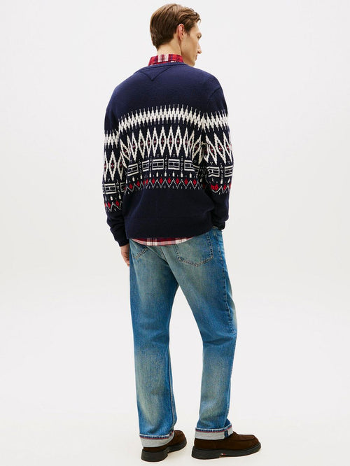 Fairisle trui print donkerblauw