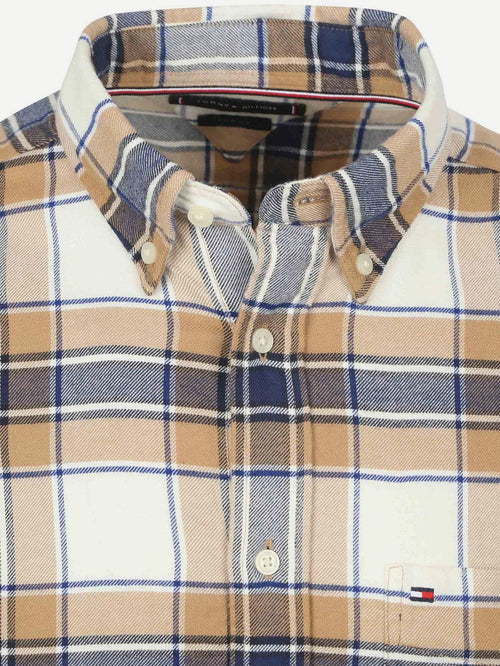 Tommy Hilfiger flanel overhemd ruit beige | Regular-fit