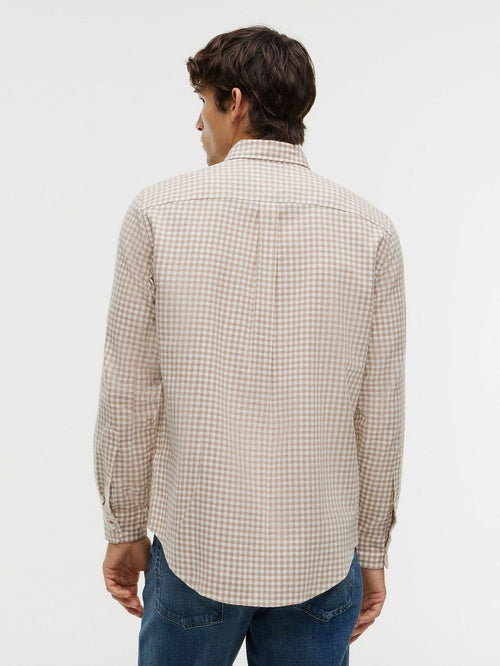 Flanel overhemd ruit beige