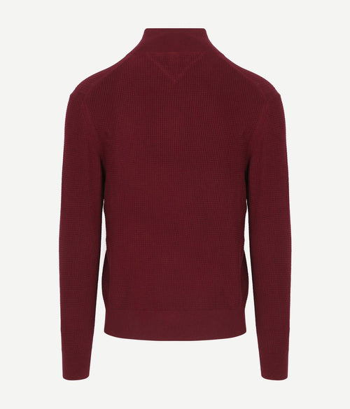 Tommy Hilfiger halve rits kabel pullover bordeaux | Regular-fit